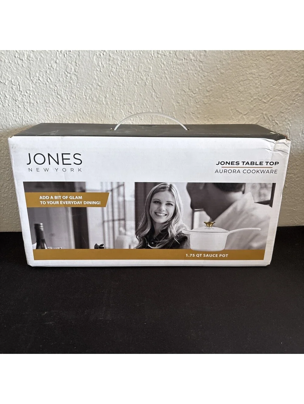 Jones New York Aurora Cookware 1.75 QT Sauce Pot White Cream Gold NIB